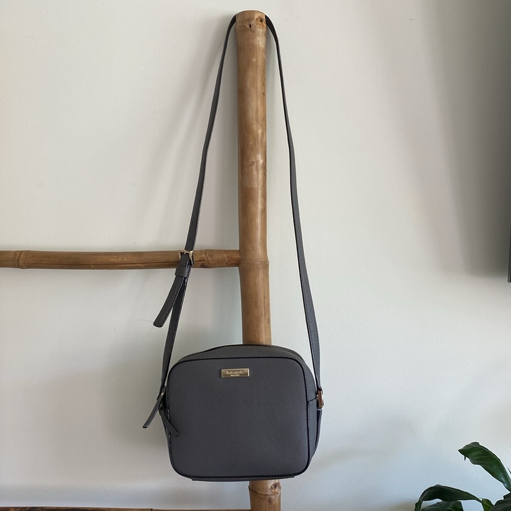 Kate Spade Cammie Newbury Lane Women’s Leather Crossbody Bag Purse Gray Grey
